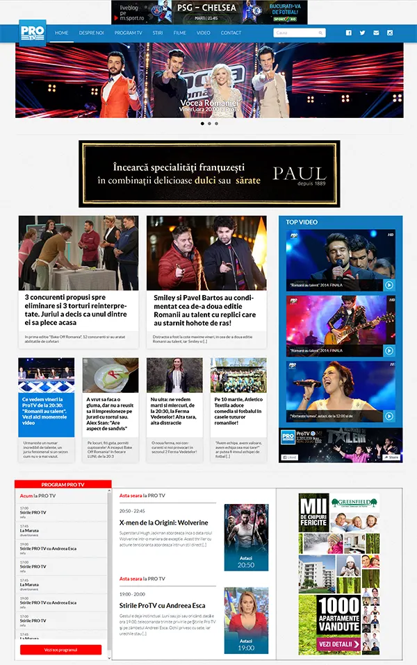 protv.ro website design 2015